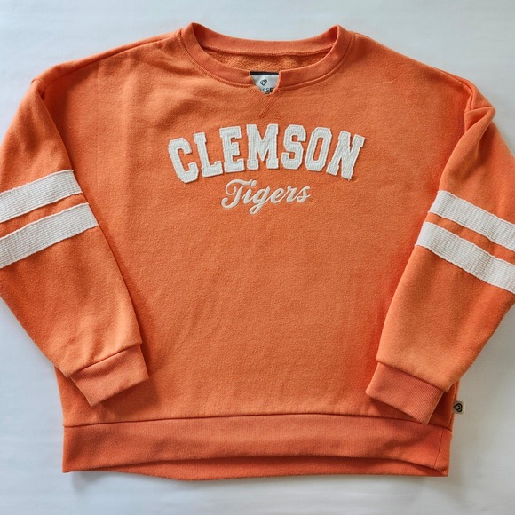Colosseum Womens Clemson Tigers Football Orange Embroidered Pullover Sweatshirt - Picture 1 of 4